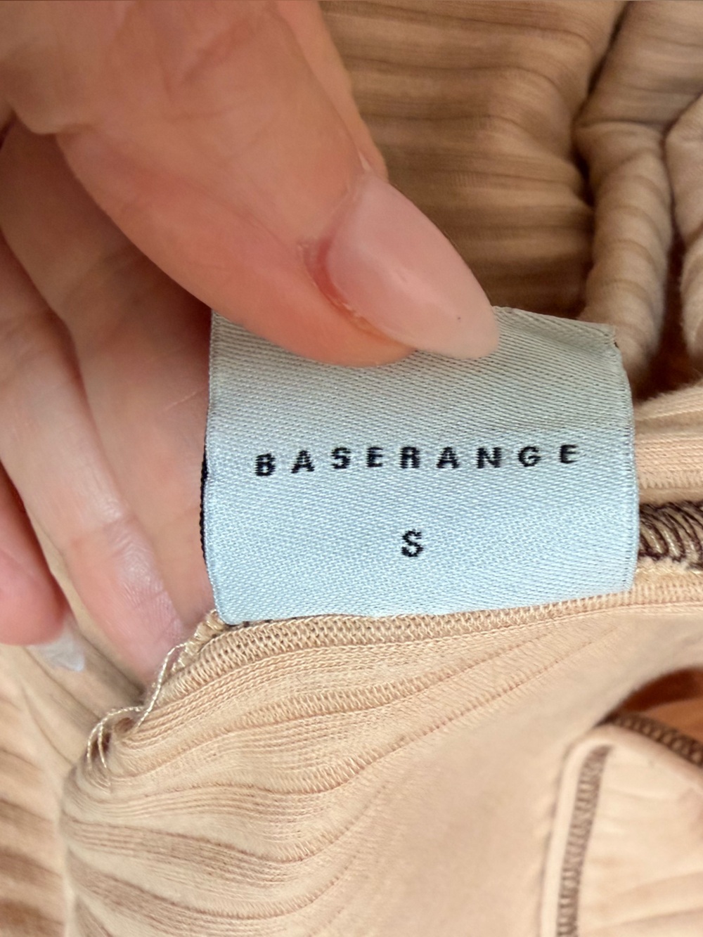 Baserange Rib Cotton Knit Wrap Maxi Skirt Beige Tan Sz Small - Picture 6 of 8